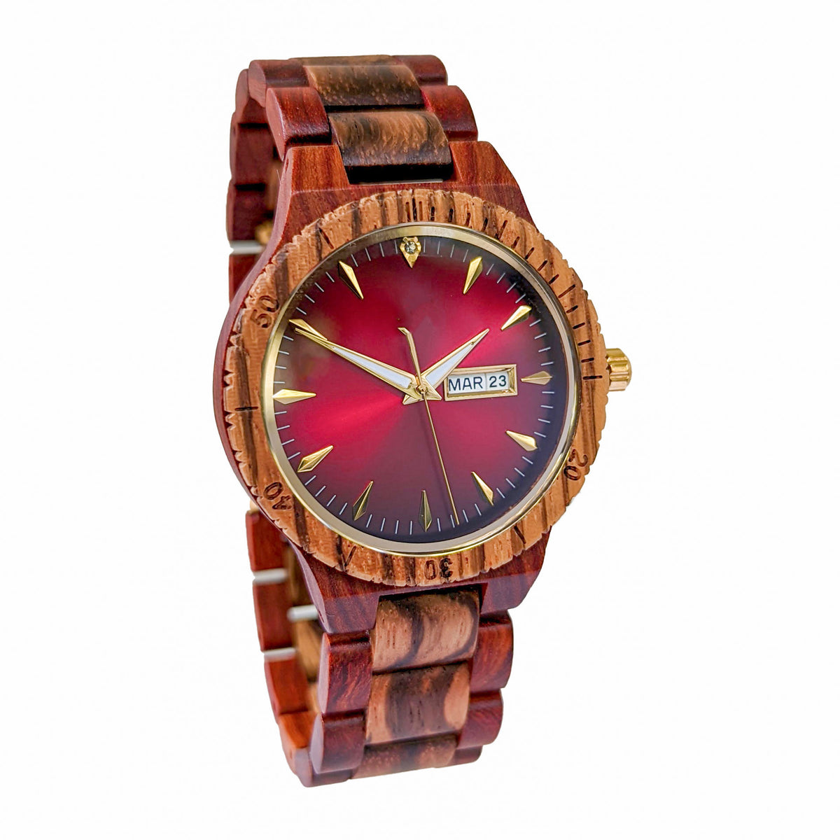 Custom Engraved Wooden Watch | Date Function Round | Perfect Gift