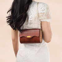 Wooden Clutch Handbag Rosewood | Celeste - Dusty Saw