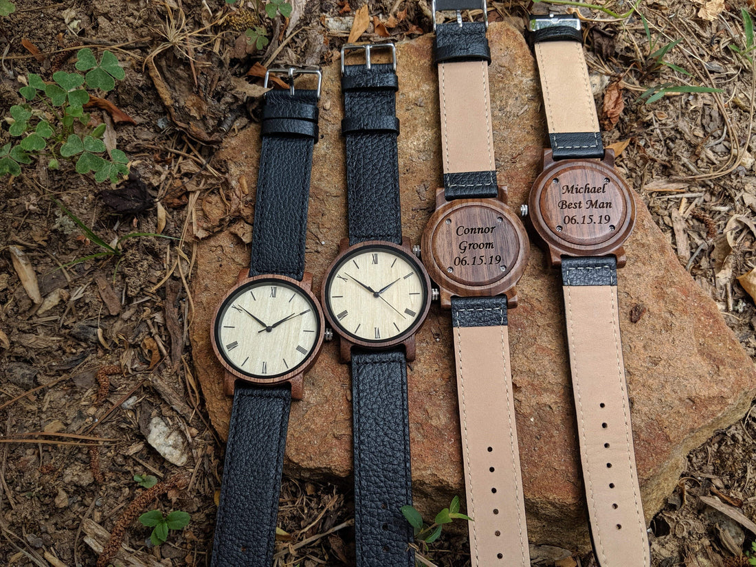 Groomsmen Set Of 11 Wooden Watches Walnut Arce - Dusty Saw