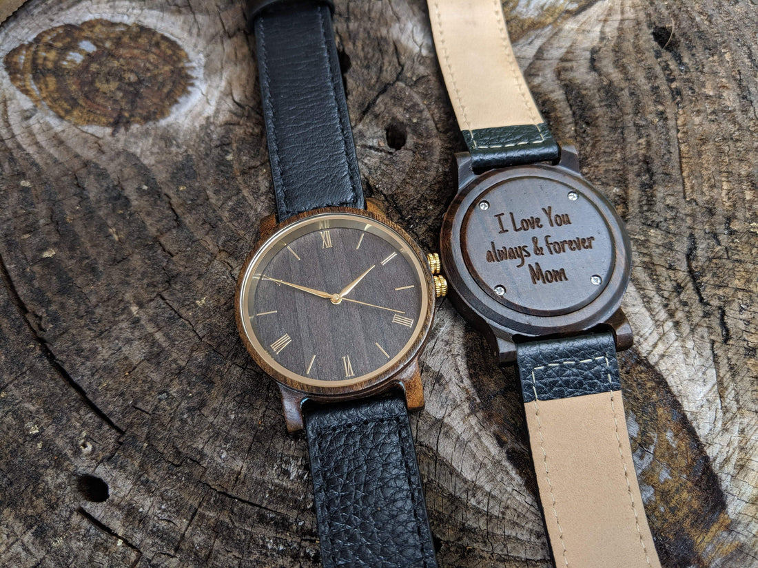 Groomsmen Set Of 11 Wooden Watches Leather Arce - Dusty Saw