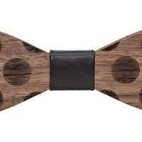 Black Dot Wooden Bow Tie - Dusty Saw