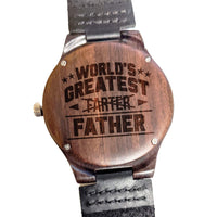 Dad - "World's Greatest Father" Personalized Wooden Watch - Dusty Saw