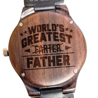 Dad - "World's Greatest Father" Personalized Wooden Watch - Dusty Saw