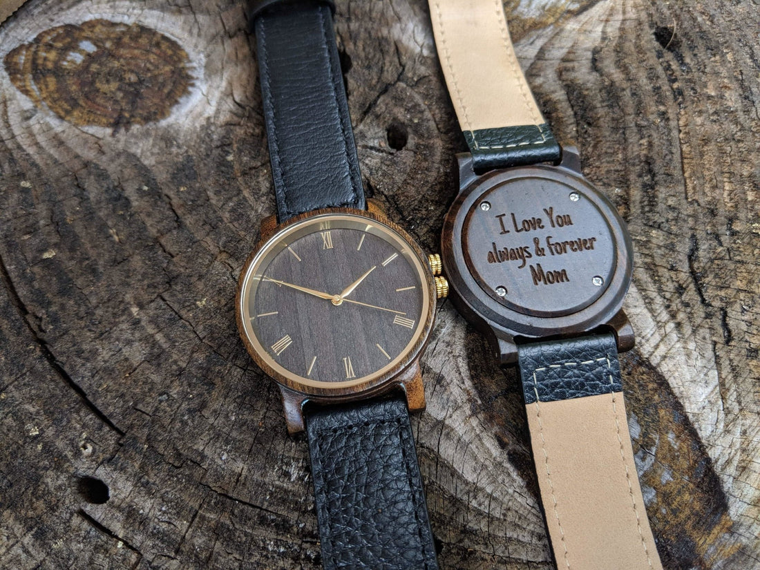 Groomsmen Set Of 10 Wooden Watches Black Arce - Dusty Saw