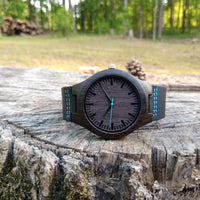 Groomsmen Set Of 10 Wooden Watches - Blue Energico - Dusty Saw