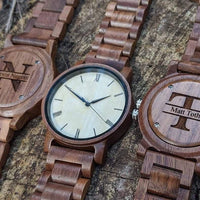 Groomsmen Set Of 9 Wooden Watches -Walnut Arce - Dusty Saw