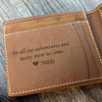 Leather Wallet Milled Bifold Brown Card Holder - Dusty Saw