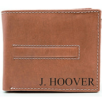 Leather Wallet Milled Bifold Brown Card Holder - Dusty Saw