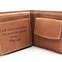 Leather Wallet Milled Bifold Brown Card Holder - Dusty Saw