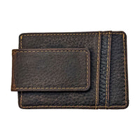 Money Clip Genuine Leather - Dark Brown - Dusty Saw