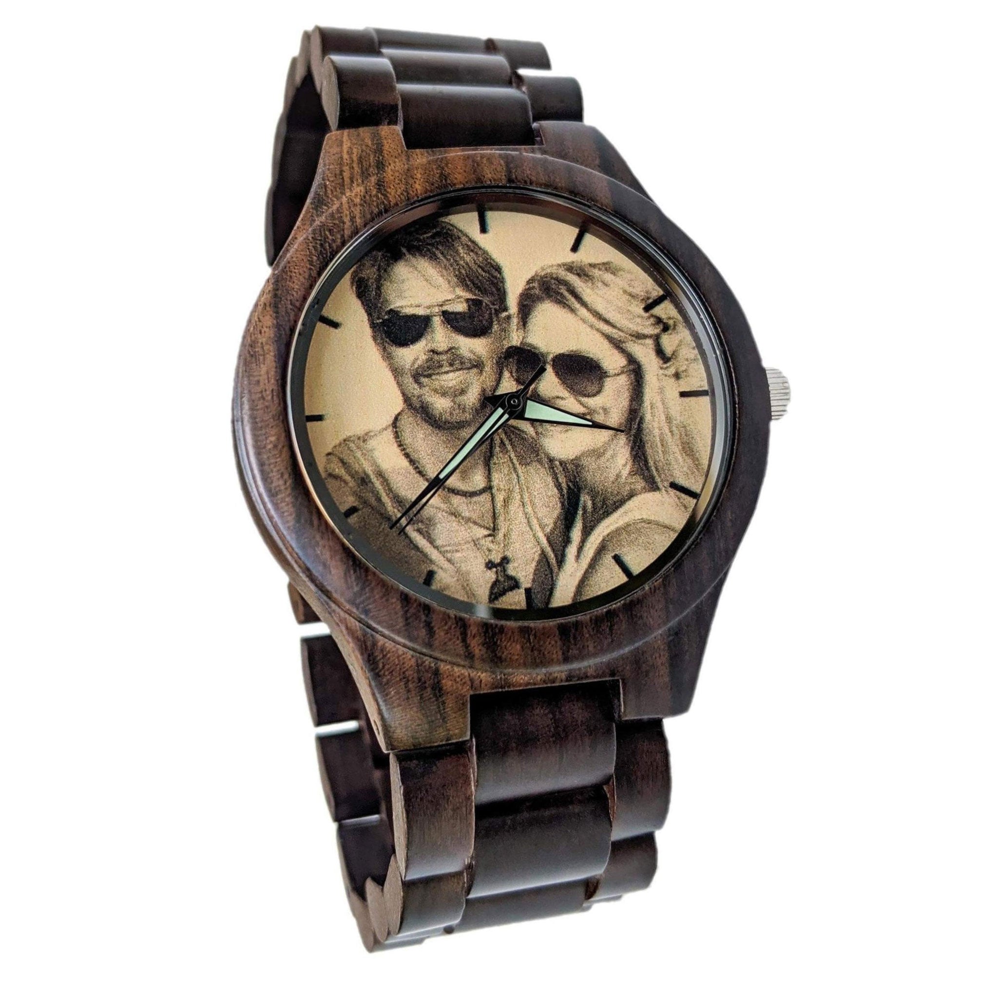 Personalized Engraved Photo Wooden Watch - Compass Gift Shop