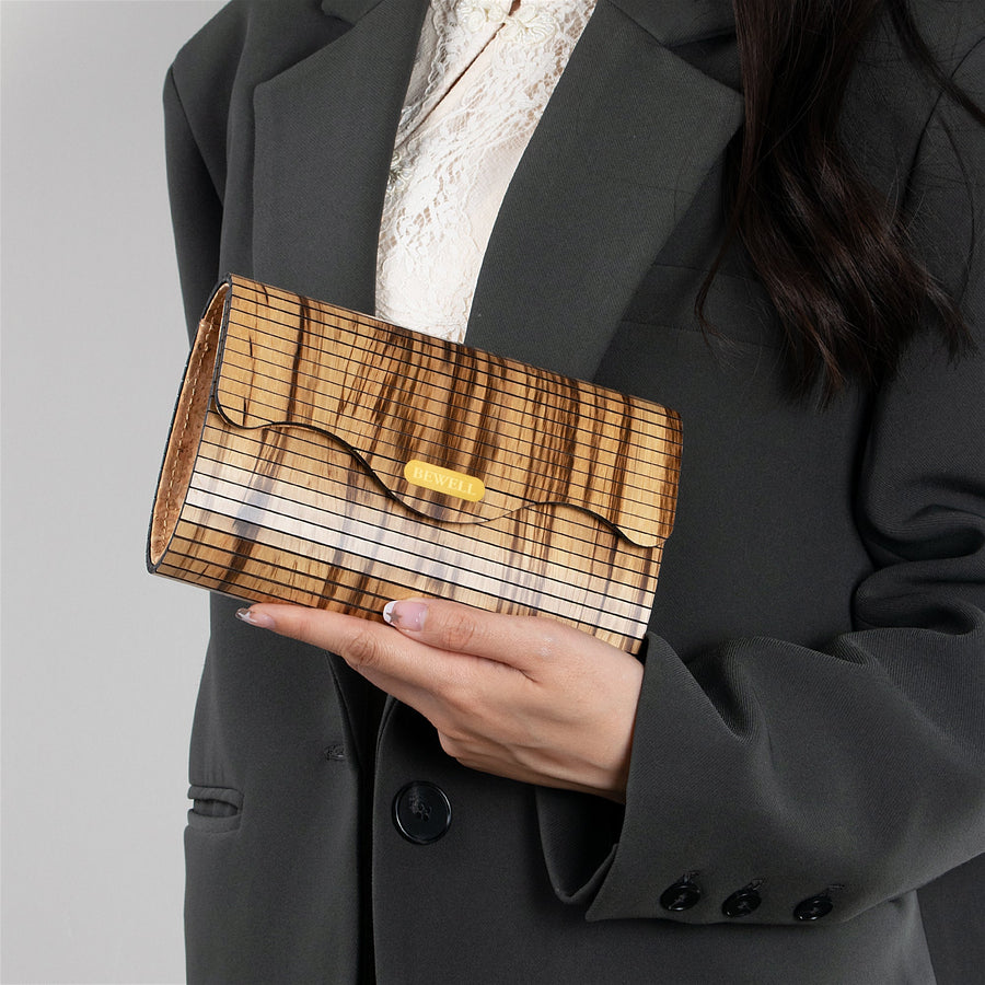 Wooden Clutch Handbag Zebrawood | Aurora - Dusty Saw