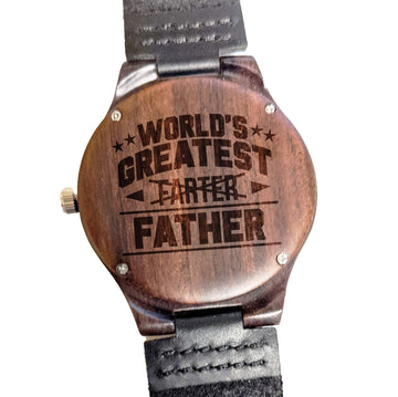 Dad - "World's Greatest Father" Personalized Wooden Watch - Dusty Saw