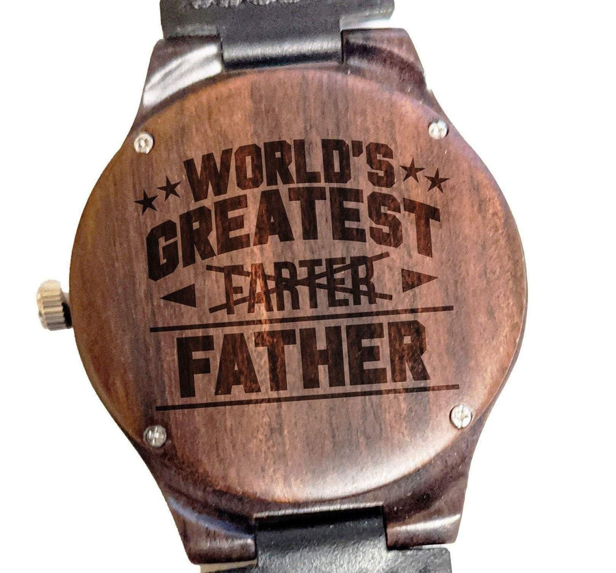 Dad - "World's Greatest Father" Personalized Wooden Watch - Dusty Saw