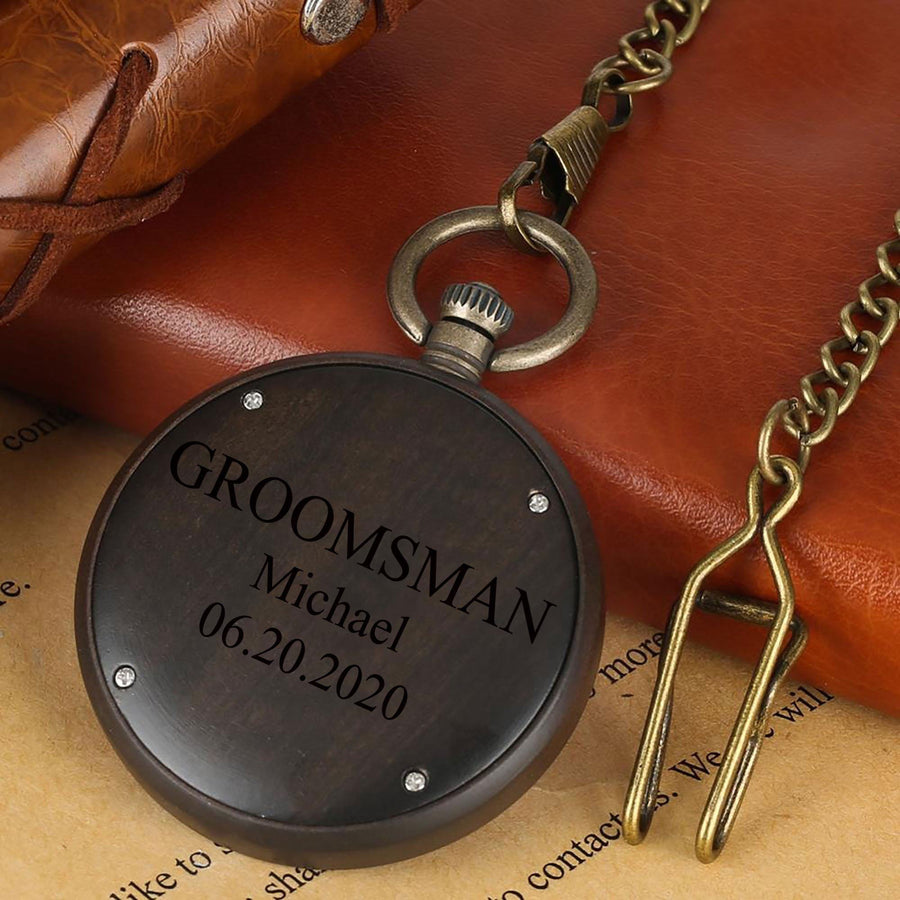 Groomsmen Set of 11 Wooden Pocket Watch | Valor - Dusty Saw