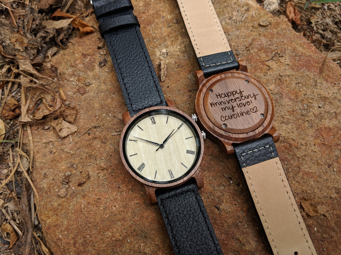 Groomsmen Set Of 4 Wooden Watches Walnut Arce - Dusty Saw
