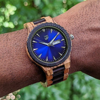 Groomsmen Set of 6 Wooden Watch Justo | Blue - Dusty Saw