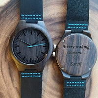 Groomsmen Set Of 6 Wooden Watches - Blue Energico - Dusty Saw