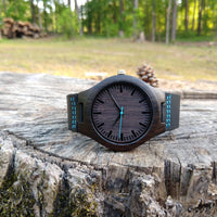 Groomsmen Set Of 6 Wooden Watches - Blue Energico - Dusty Saw