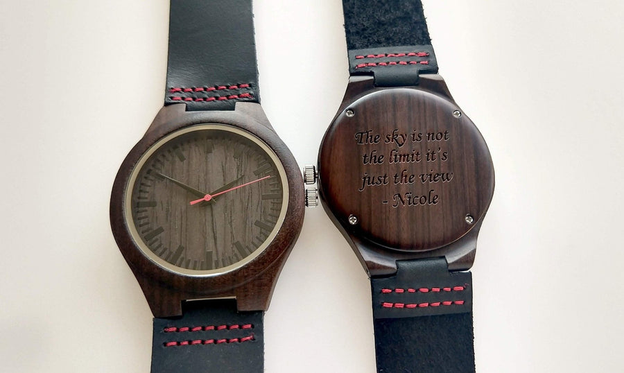 Groomsmen Set Of 6 Wooden Watches - Red Energico - Dusty Saw