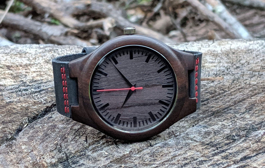 Groomsmen Set Of 7 Wooden Watches - Red Energico - Dusty Saw
