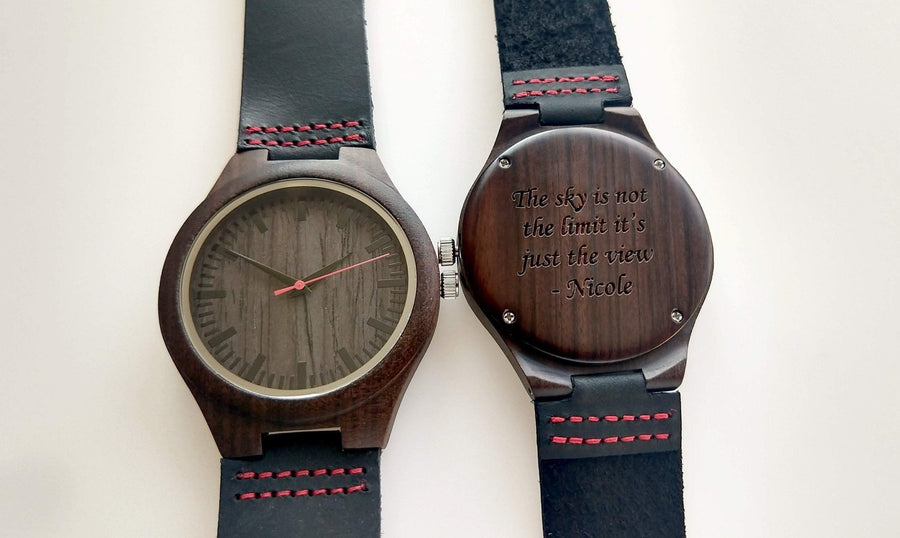 Groomsmen Set Of 7 Wooden Watches - Red Energico - Dusty Saw