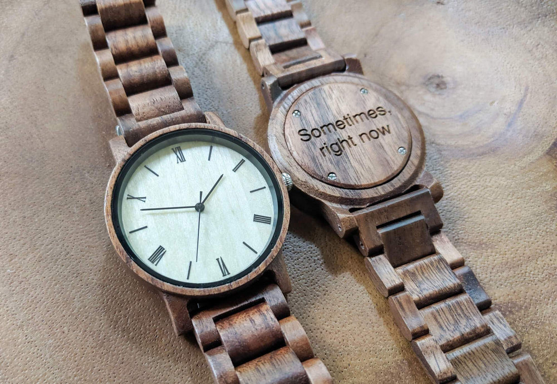 Groomsmen Set Of 7 Wooden Watches - Walnut Arce - Dusty Saw