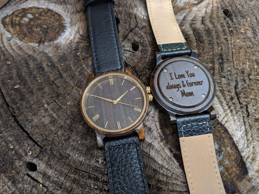 Groomsmen Set Of 9 Wooden Watches Black Arce - Dusty Saw