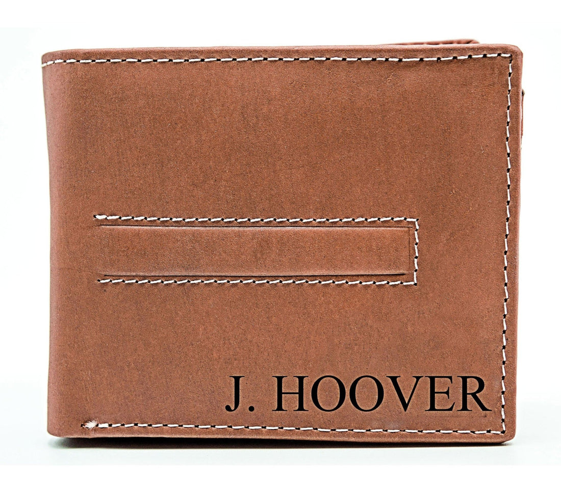 Leather Wallet Milled Bifold Brown Card Holder - Dusty Saw