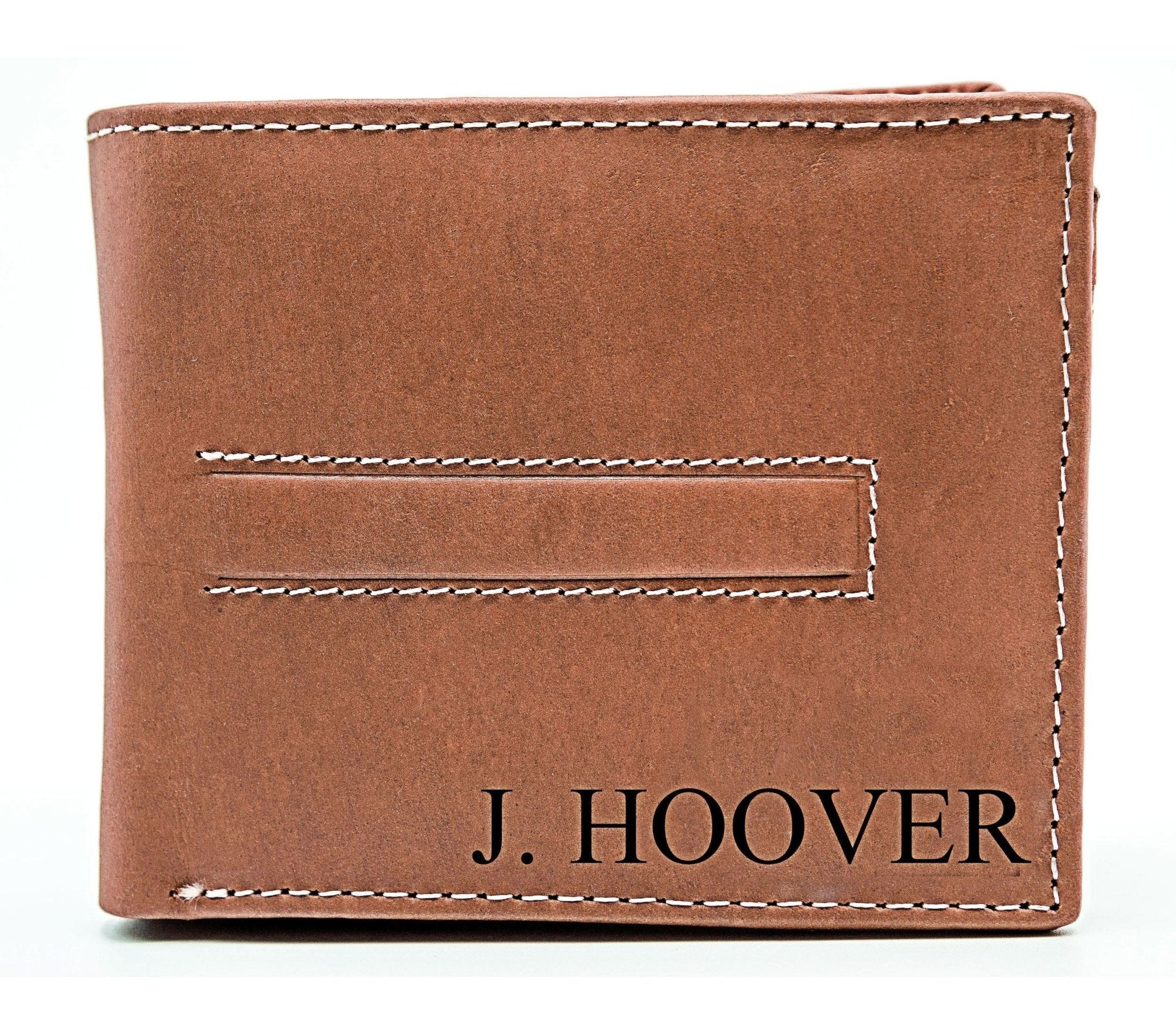 Men's Leather Wallet Personalized Milled Bifold Brown Card Holder