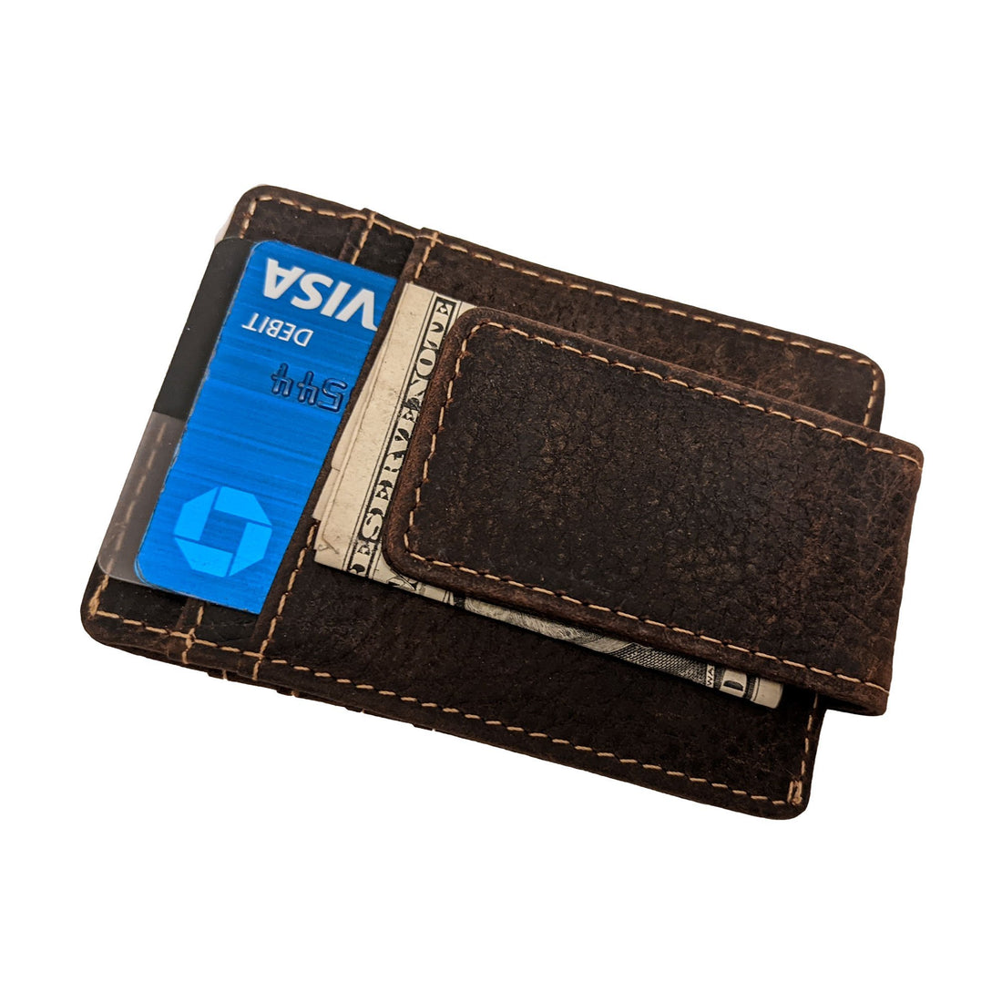 Money Clip Genuine Leather - Dark Brown - Dusty Saw