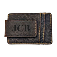 Money Clip Genuine Leather - Dark Brown - Dusty Saw