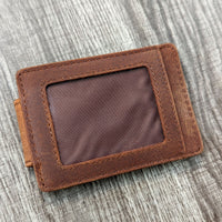 Money Clip Genuine Leather With ID Window - Light Brown - Dusty Saw