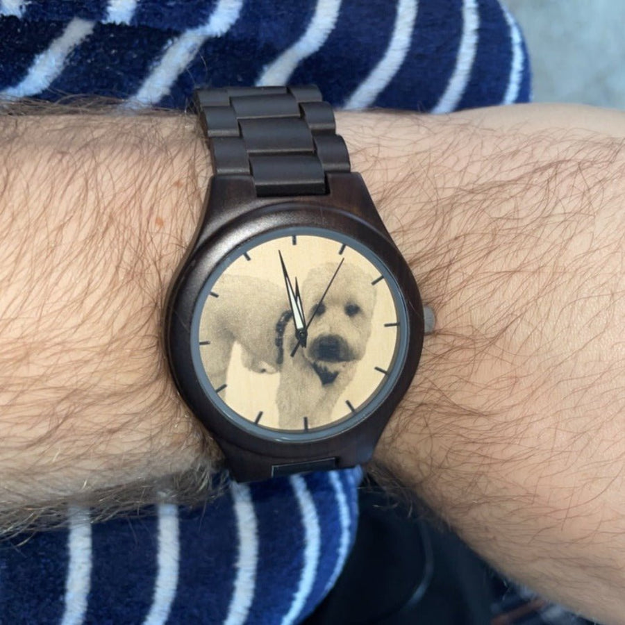 Photo Wooden Watch Pet Lovers Gift - Dusty Saw