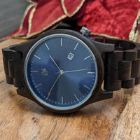 Wooden Watch Blue Calendar | Bien - Dusty Saw