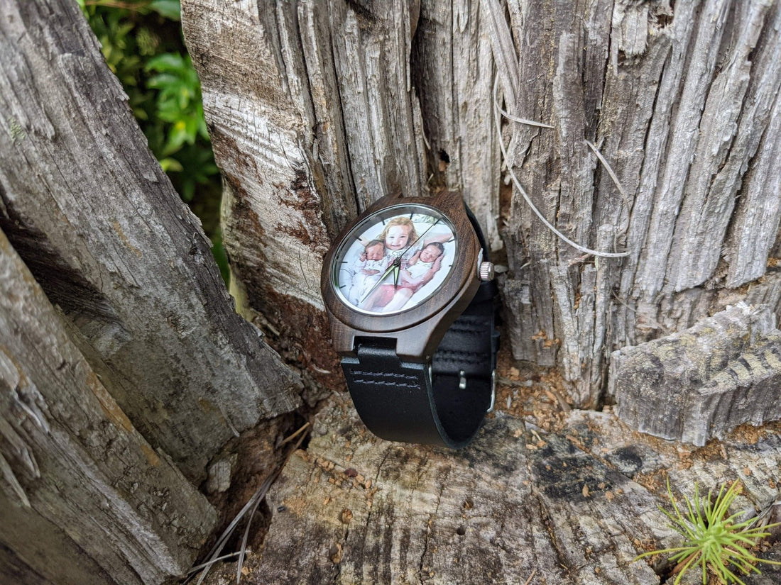 Wooden Watch Color Photo Leather | Radiante - Dusty Saw
