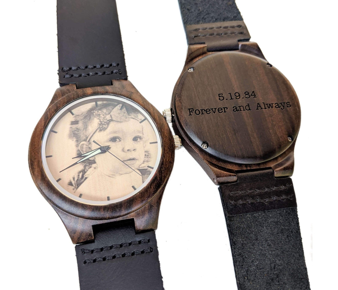 Wooden Watch Photo Leather | Radiante - Dusty Saw