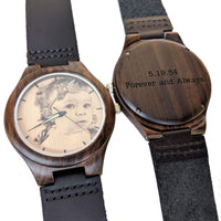 Wooden Watch Photo Leather | Radiante - Dusty Saw