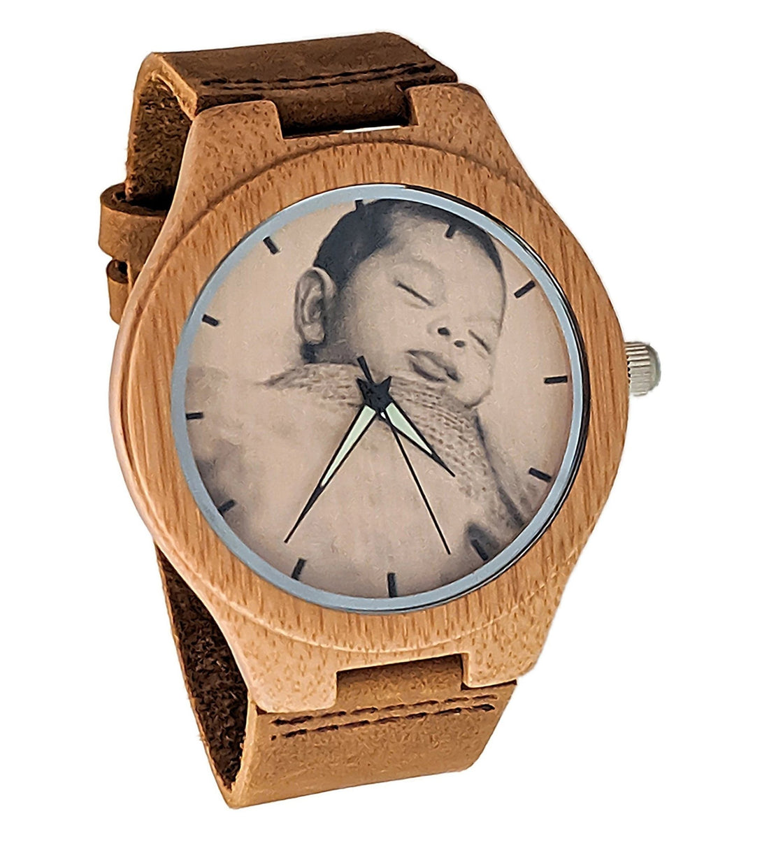 Wooden Watch Photo Leather | Radiante - Dusty Saw