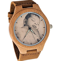 Wooden Watch Photo Leather | Radiante - Dusty Saw