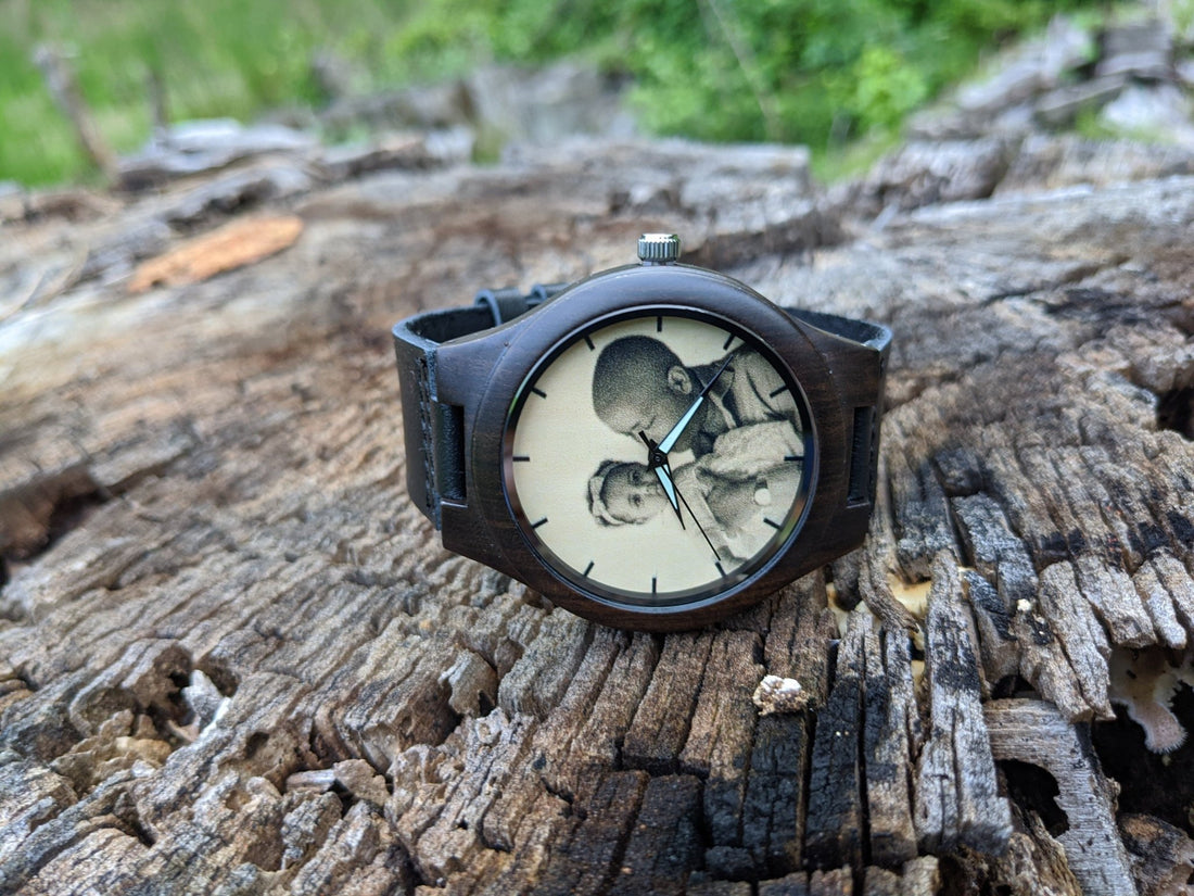 Wooden Watch Photo Leather | Radiante - Dusty Saw