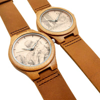 Wooden Watch Photo Leather | Radiante - Dusty Saw