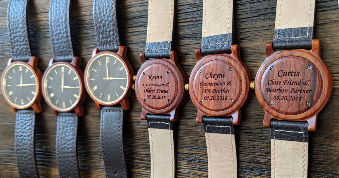 Custom Red Watch Personalized Wooden Watch for Men – Red Sandalwood 40mm – Leather Band ...